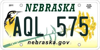 NE license plate AQL575