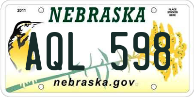 NE license plate AQL598