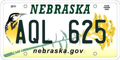 NE license plate AQL625