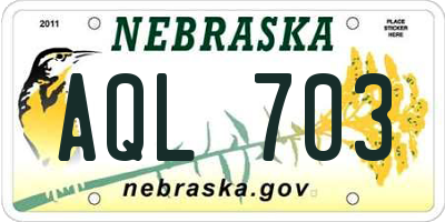 NE license plate AQL703