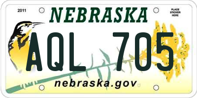 NE license plate AQL705