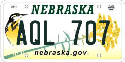 NE license plate AQL707