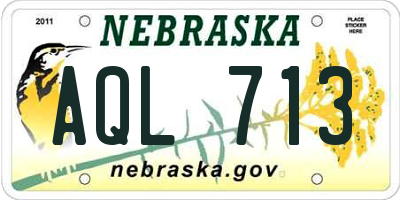 NE license plate AQL713