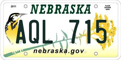 NE license plate AQL715