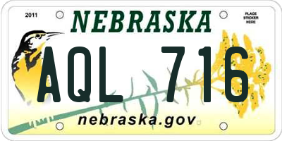 NE license plate AQL716