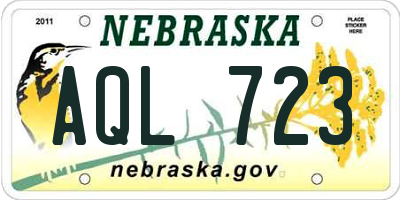 NE license plate AQL723