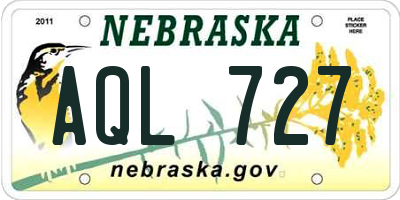 NE license plate AQL727