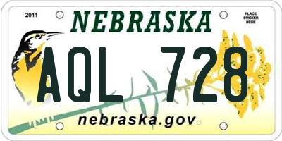 NE license plate AQL728