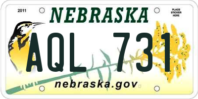 NE license plate AQL731
