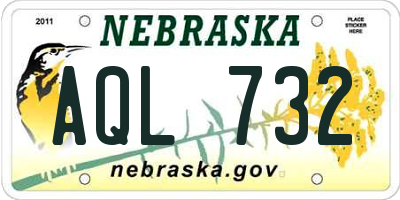 NE license plate AQL732
