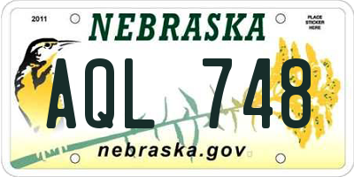 NE license plate AQL748