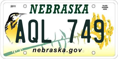 NE license plate AQL749