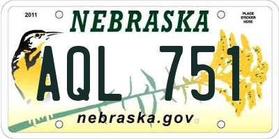 NE license plate AQL751