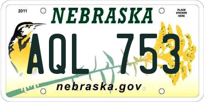 NE license plate AQL753