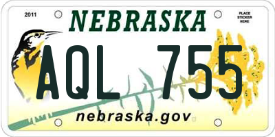 NE license plate AQL755