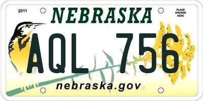 NE license plate AQL756