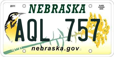 NE license plate AQL757