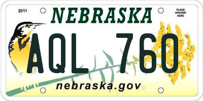 NE license plate AQL760