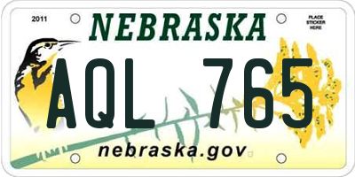 NE license plate AQL765