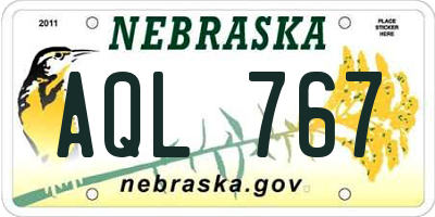 NE license plate AQL767