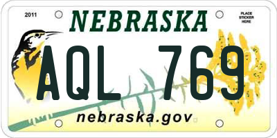 NE license plate AQL769