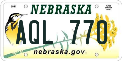 NE license plate AQL770