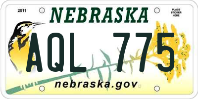 NE license plate AQL775