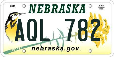 NE license plate AQL782