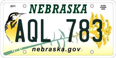 NE license plate AQL783