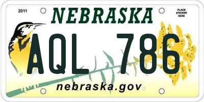 NE license plate AQL786