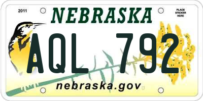 NE license plate AQL792