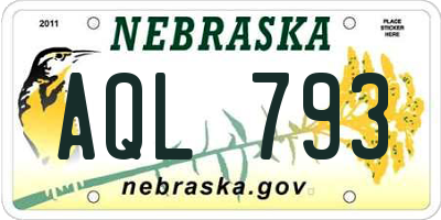 NE license plate AQL793