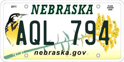 NE license plate AQL794