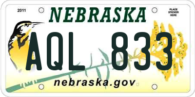 NE license plate AQL833