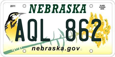 NE license plate AQL862