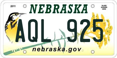 NE license plate AQL925