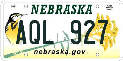 NE license plate AQL927