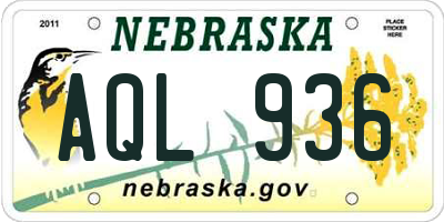 NE license plate AQL936