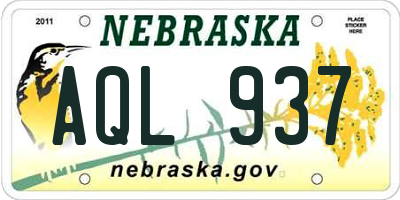 NE license plate AQL937