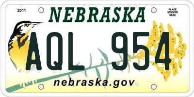 NE license plate AQL954