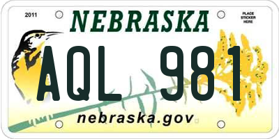NE license plate AQL981