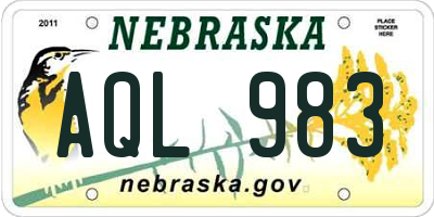 NE license plate AQL983