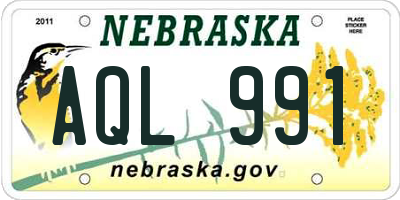 NE license plate AQL991