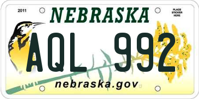 NE license plate AQL992