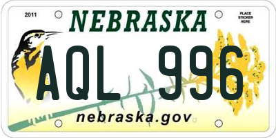 NE license plate AQL996