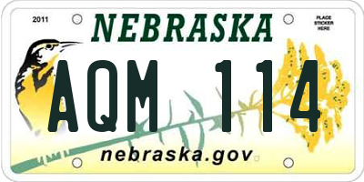 NE license plate AQM114