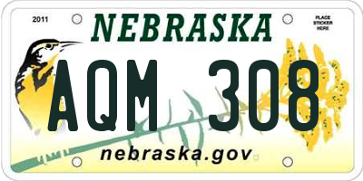 NE license plate AQM308