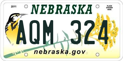 NE license plate AQM324