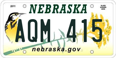NE license plate AQM415