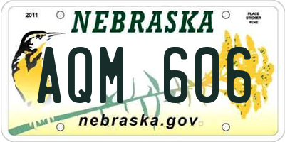 NE license plate AQM606